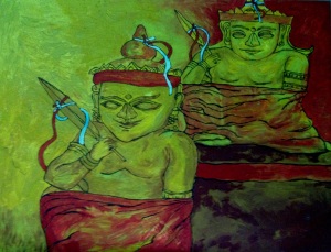 Two Deities: Son is one month older than his father 60X45 cm oil on canvas 2012